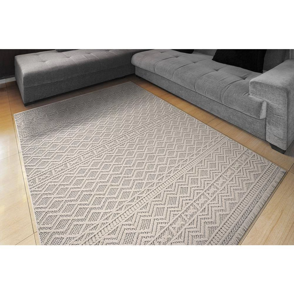 Seville Ivory/Soft Grey 7 ft. 10 in. x 10 ft. Geometric Area Rug by Dynamic Rugs 2 Seville Ivory/Soft Grey 7 ft. 10 in. x 10 ft. Geometric Area Rug by Dynamic Rugs - Image 2