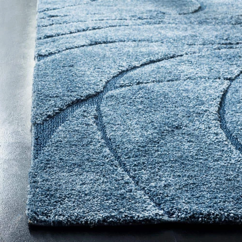 Florida Shag Light Blue/Blue 9 ft. x 12 ft. Solid Area Rug by SAFAVIEH 4 Florida Shag Light Blue/Blue 9 ft. x 12 ft. Solid Area Rug by SAFAVIEH - Image 4