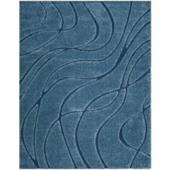 Florida Shag Light Blue/Blue 9 ft. x 12 ft. Solid Area Rug by SAFAVIEH