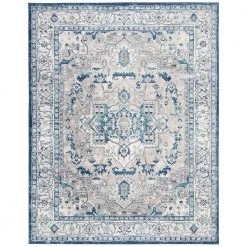 Brentwood Light Gray/Blue 9 ft. x 12 ft. Distressed Medallion Area Rug by SAFAVIEH