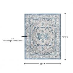 Brentwood Light Gray/Blue 9 ft. x 12 ft. Distressed Medallion Area Rug by SAFAVIEH -SAFAVIEH Shop light gray blue safavieh area rugs bnt851g 9 76 1000