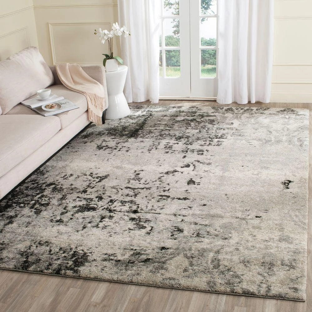 Retro Light Grey/Grey 8 ft. x 10 ft. Floral Area Rug by SAFAVIEH 2 Retro Light Grey/Grey 8 ft. x 10 ft. Floral Area Rug by SAFAVIEH - Image 2