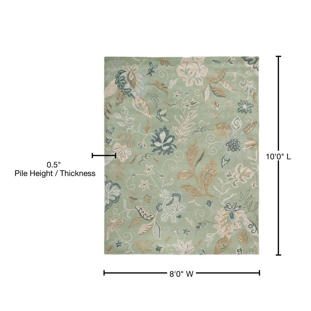 Jardin Light Green/Multi 8 ft. x 10 ft. Floral Area Rug by SAFAVIEH 8 Jardin Light Green/Multi 8 ft. x 10 ft. Floral Area Rug by SAFAVIEH - Image 8