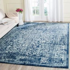 Evoke Navy/Ivory 8 ft. x 10 ft. Distressed Border Medallion Area Rug by SAFAVIEH 23 Evoke Navy/Ivory 8 ft. x 10 ft. Distressed Border Medallion Area Rug by SAFAVIEH -SAFAVIEH Shop navy ivory safavieh area rugs evk256a 8 31 1000