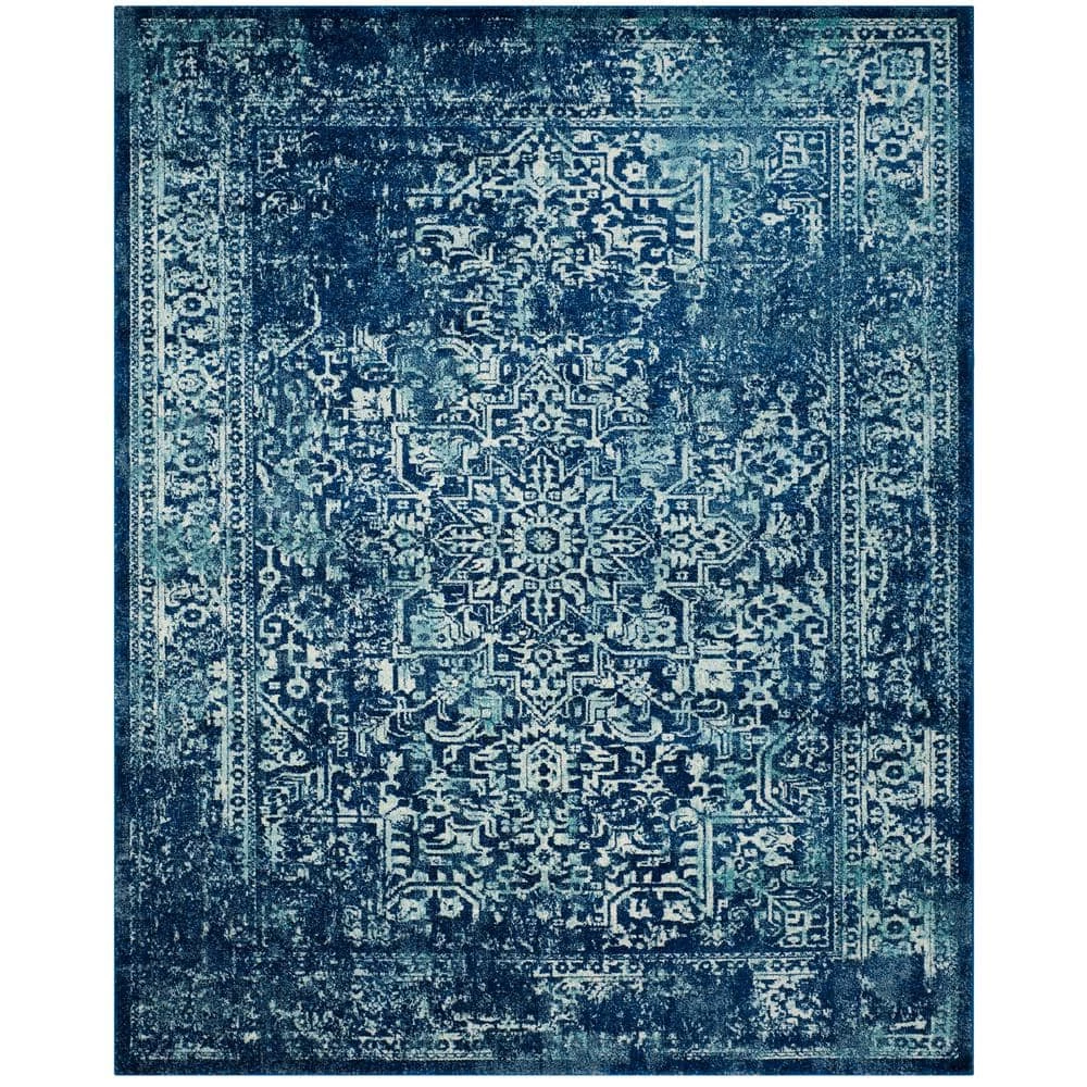 Evoke Navy/Ivory 8 ft. x 10 ft. Distressed Border Medallion Area Rug by SAFAVIEH 1 Evoke Navy/Ivory 8 ft. x 10 ft. Distressed Border Medallion Area Rug by SAFAVIEH