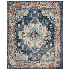 Monaco Navy/Light Blue 9 ft. x 12 ft. Border Area Rug by SAFAVIEH