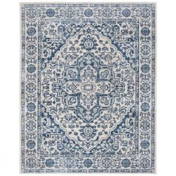 Brentwood Navy/Light Gray 9 ft. x 12 ft. Distressed Border Medallion Area Rug by SAFAVIEH