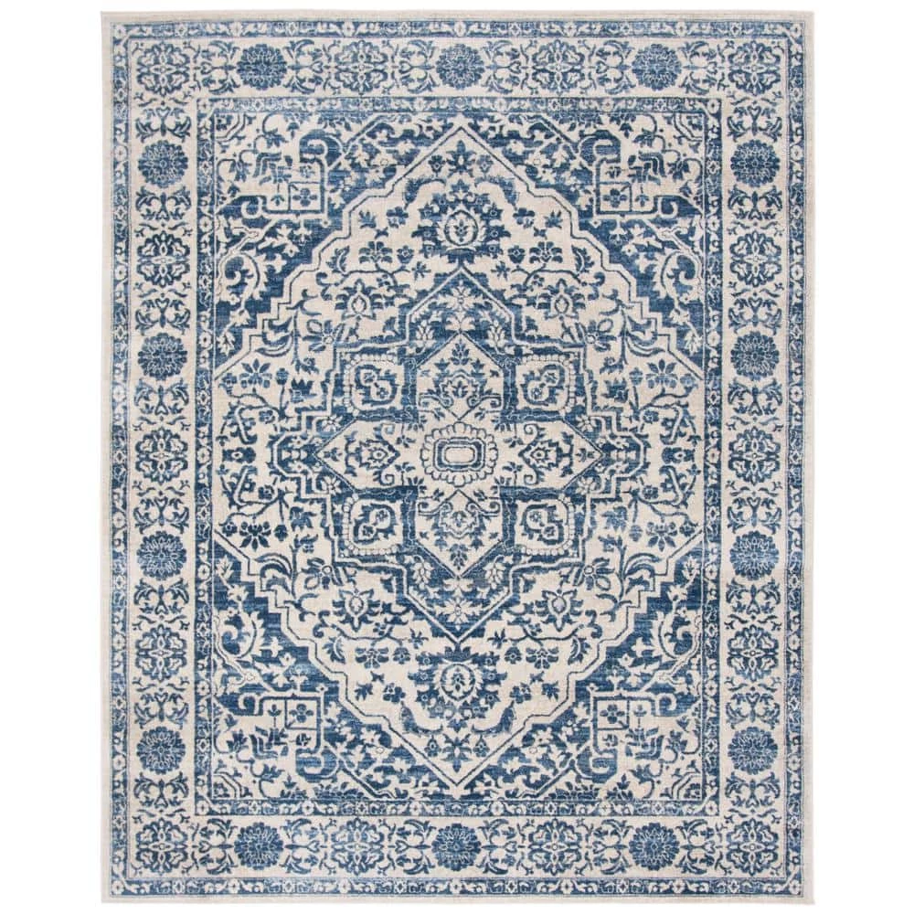 Brentwood Navy/Light Gray 9 ft. x 12 ft. Distressed Border Medallion Area Rug by SAFAVIEH 1 Brentwood Navy/Light Gray 9 ft. x 12 ft. Distressed Border Medallion Area Rug by SAFAVIEH