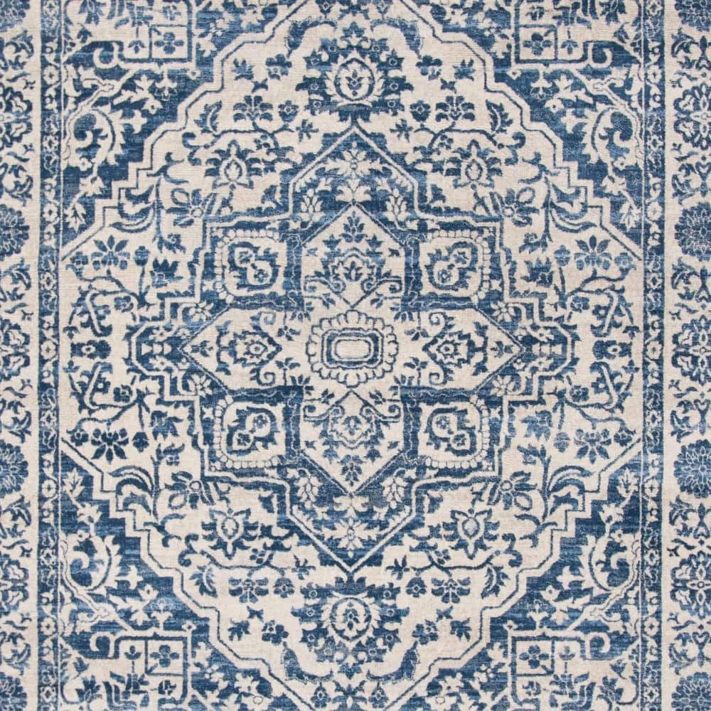 Brentwood Navy/Light Gray 9 ft. x 12 ft. Distressed Border Medallion Area Rug by SAFAVIEH 6 Brentwood Navy/Light Gray 9 ft. x 12 ft. Distressed Border Medallion Area Rug by SAFAVIEH - Image 6