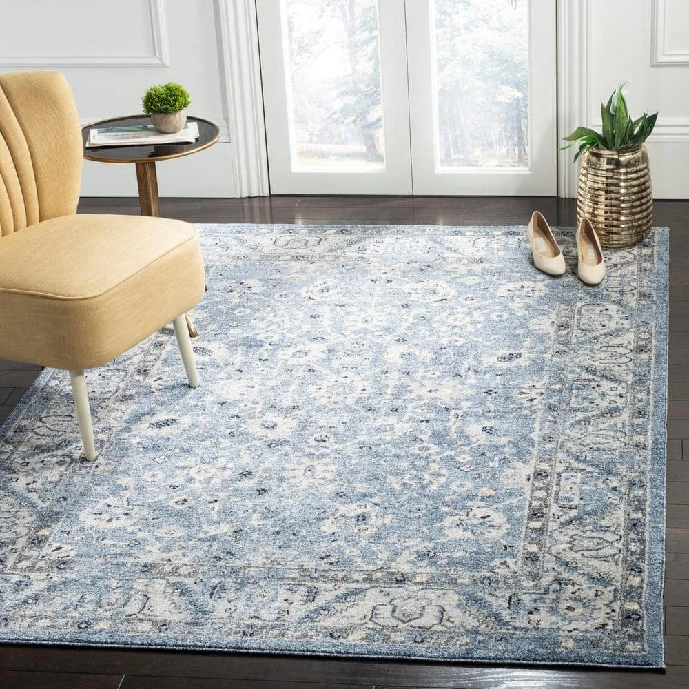 Charleston Navy/Light Gray 9 ft. x 12 ft. Floral Area Rug by SAFAVIEH 2 Charleston Navy/Light Gray 9 ft. x 12 ft. Floral Area Rug by SAFAVIEH - Image 2
