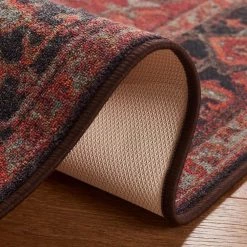 Journey Navy/Red 9 ft. x 12 ft. Machine Washable Floral Medallion Area Rug by SAFAVIEH -SAFAVIEH Shop navy red safavieh area rugs jny153m 9 1f 1000