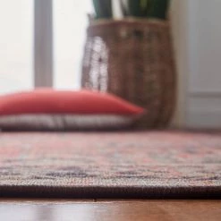 Journey Navy/Red 9 ft. x 12 ft. Machine Washable Floral Medallion Area Rug by SAFAVIEH -SAFAVIEH Shop navy red safavieh area rugs jny153m 9 4f 1000