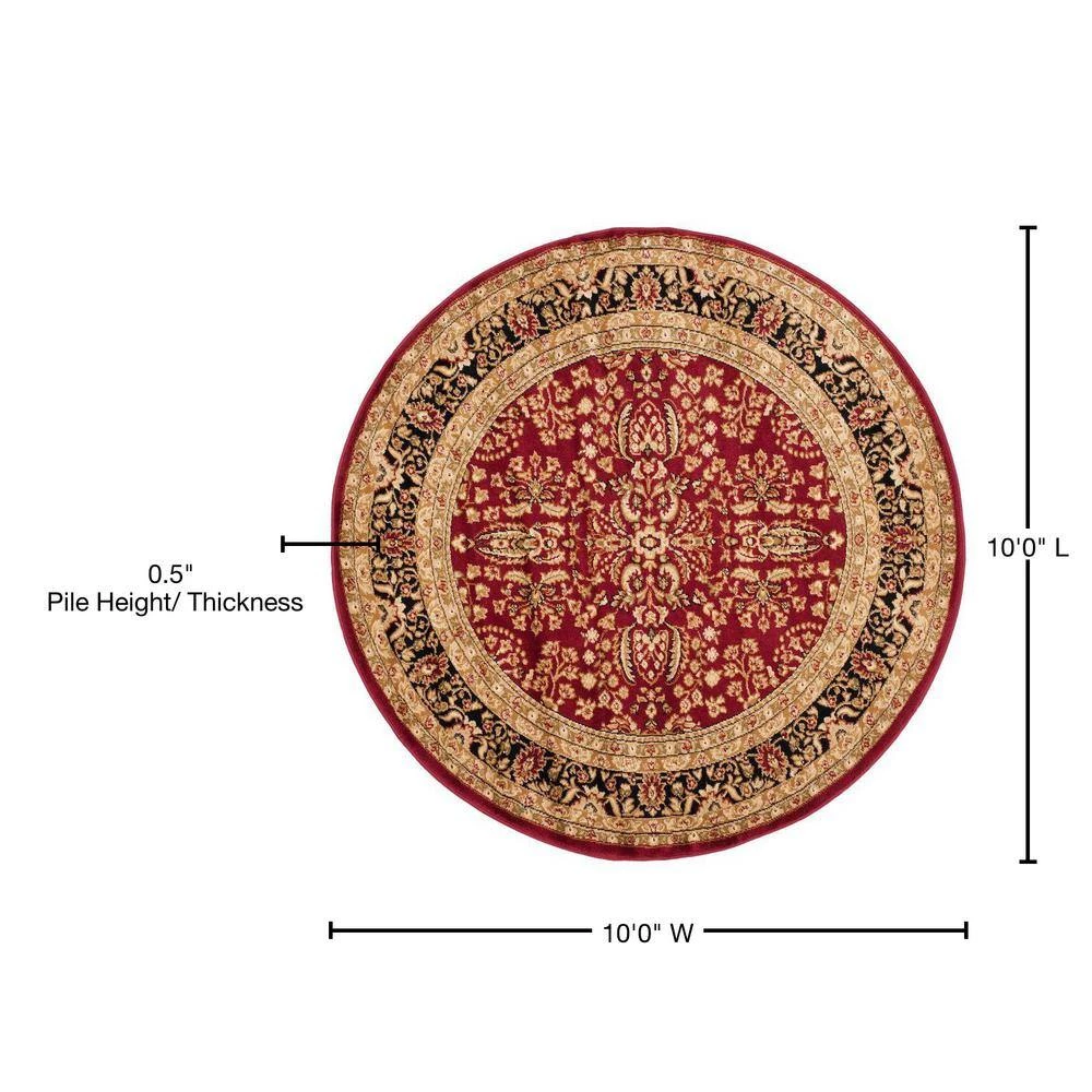 Lyndhurst Red/Black 10 ft. x 10 ft. Round Border Area Rug by SAFAVIEH 8 Lyndhurst Red/Black 10 ft. x 10 ft. Round Border Area Rug by SAFAVIEH - Image 8