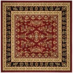 Lyndhurst Red/Black 8 ft. x 8 ft. Square Antique Floral Border Area Rug by SAFAVIEH