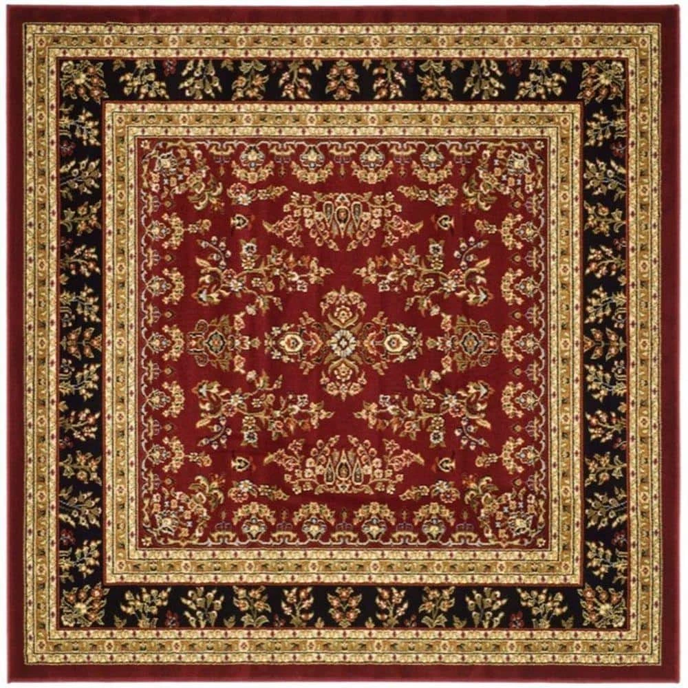 Lyndhurst Red/Black 8 ft. x 8 ft. Square Antique Floral Border Area Rug by SAFAVIEH 1 Lyndhurst Red/Black 8 ft. x 8 ft. Square Antique Floral Border Area Rug by SAFAVIEH
