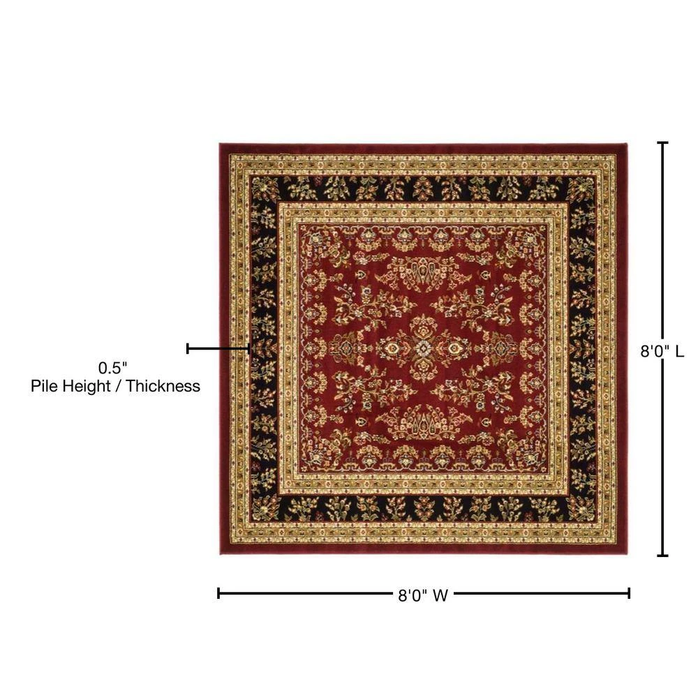Lyndhurst Red/Black 8 ft. x 8 ft. Square Antique Floral Border Area Rug by SAFAVIEH 7 Lyndhurst Red/Black 8 ft. x 8 ft. Square Antique Floral Border Area Rug by SAFAVIEH - Image 7