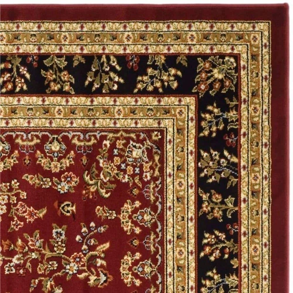 Lyndhurst Red/Black 8 ft. x 8 ft. Square Antique Floral Border Area Rug by SAFAVIEH 6 Lyndhurst Red/Black 8 ft. x 8 ft. Square Antique Floral Border Area Rug by SAFAVIEH - Image 6
