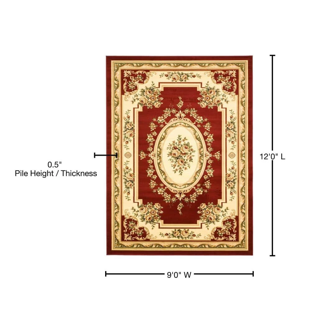 Lyndhurst Red/Ivory 9 ft. x 12 ft. Floral Medallion Border Area Rug by SAFAVIEH 8 Lyndhurst Red/Ivory 9 ft. x 12 ft. Floral Medallion Border Area Rug by SAFAVIEH - Image 8