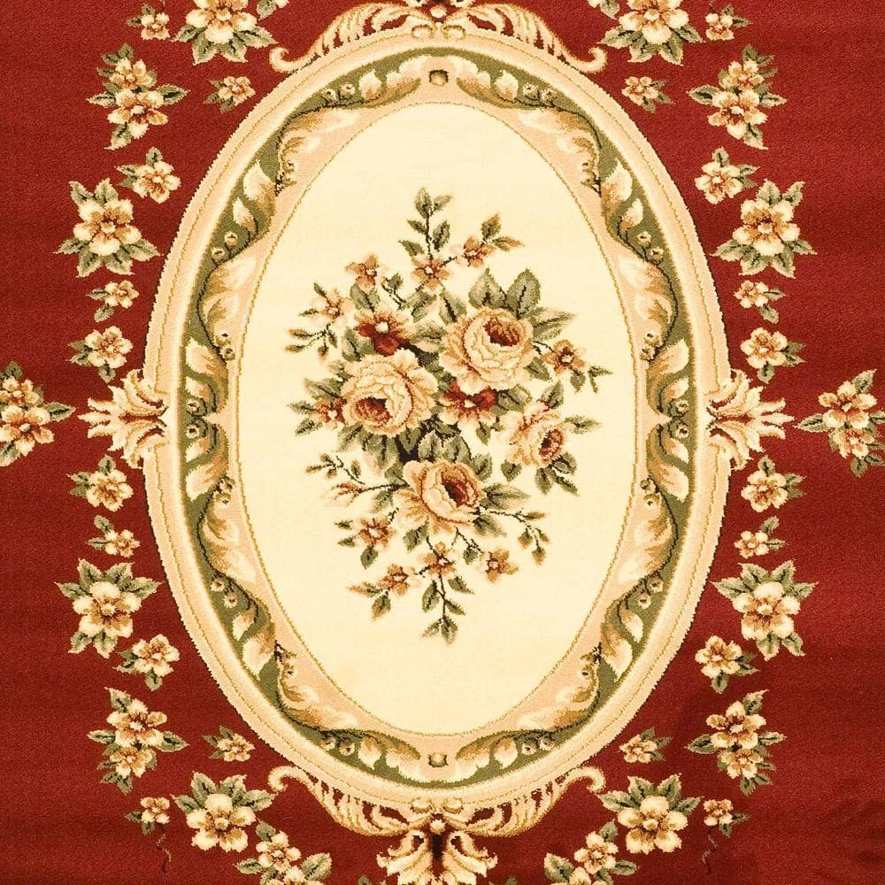 Lyndhurst Red/Ivory 9 ft. x 12 ft. Floral Medallion Border Area Rug by SAFAVIEH 6 Lyndhurst Red/Ivory 9 ft. x 12 ft. Floral Medallion Border Area Rug by SAFAVIEH - Image 6