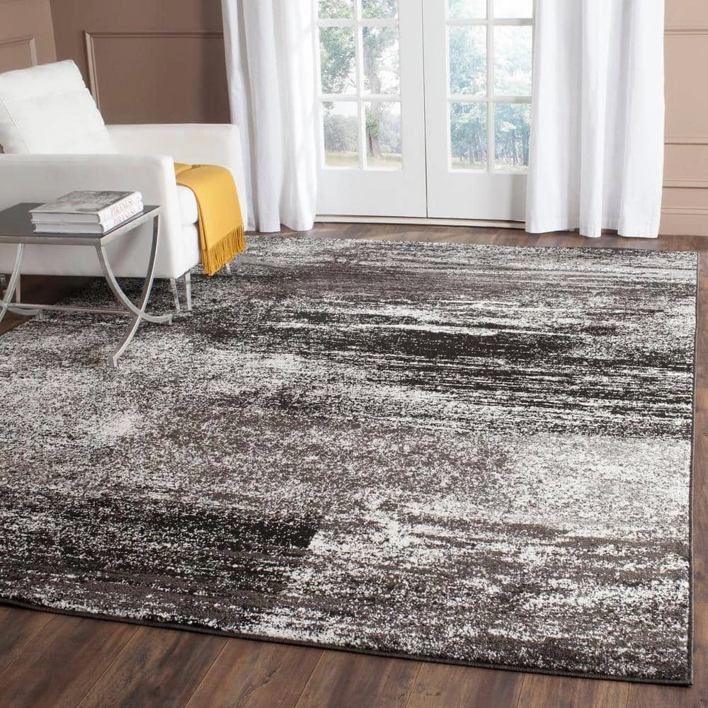 Adirondack Silver/Black 8 ft. x 10 ft. Solid Distressed Area Rug by SAFAVIEH 11 Adirondack Silver/Black 8 ft. x 10 ft. Solid Distressed Area Rug by SAFAVIEH - Image 11