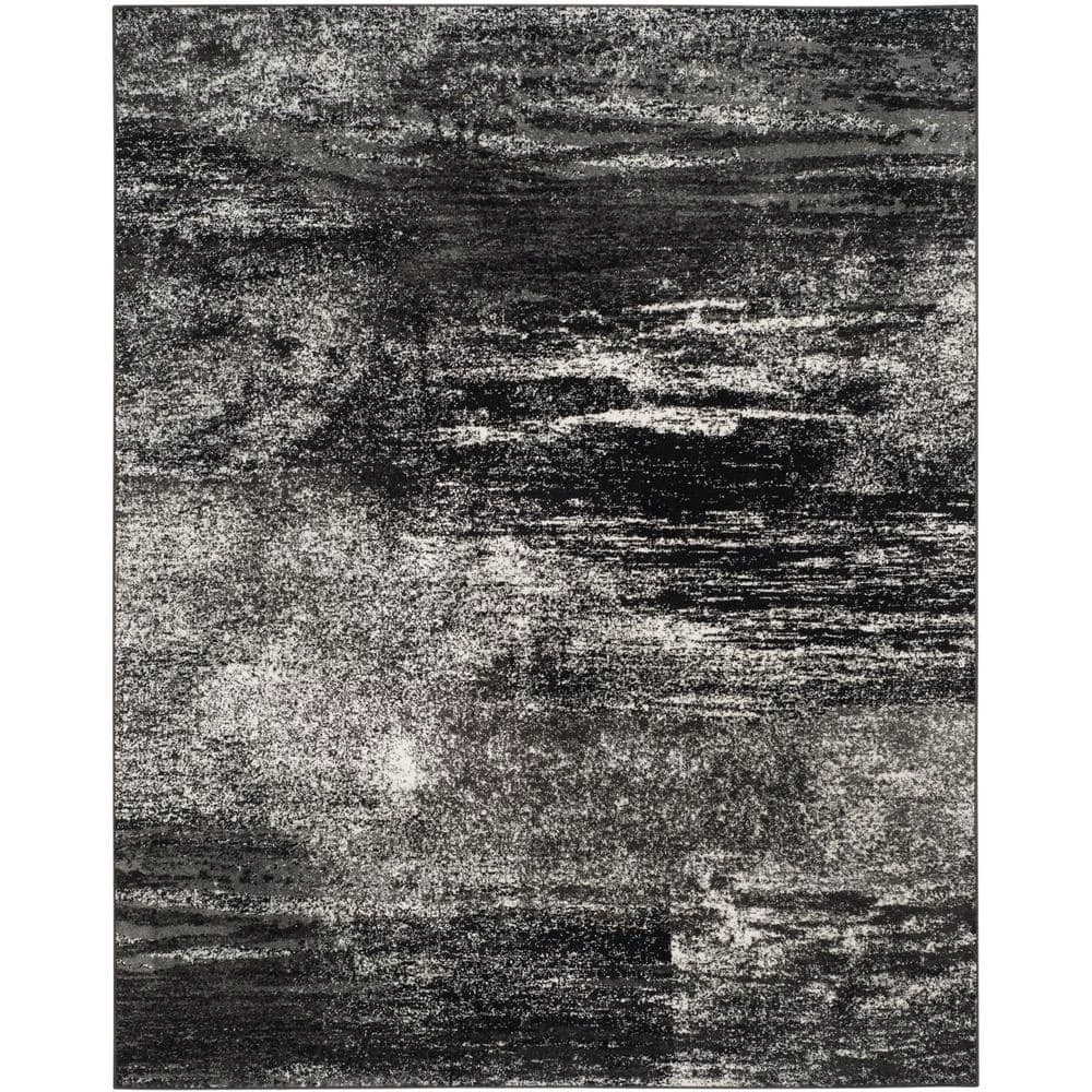 Adirondack Silver/Black 8 ft. x 10 ft. Solid Distressed Area Rug by SAFAVIEH 1 Adirondack Silver/Black 8 ft. x 10 ft. Solid Distressed Area Rug by SAFAVIEH