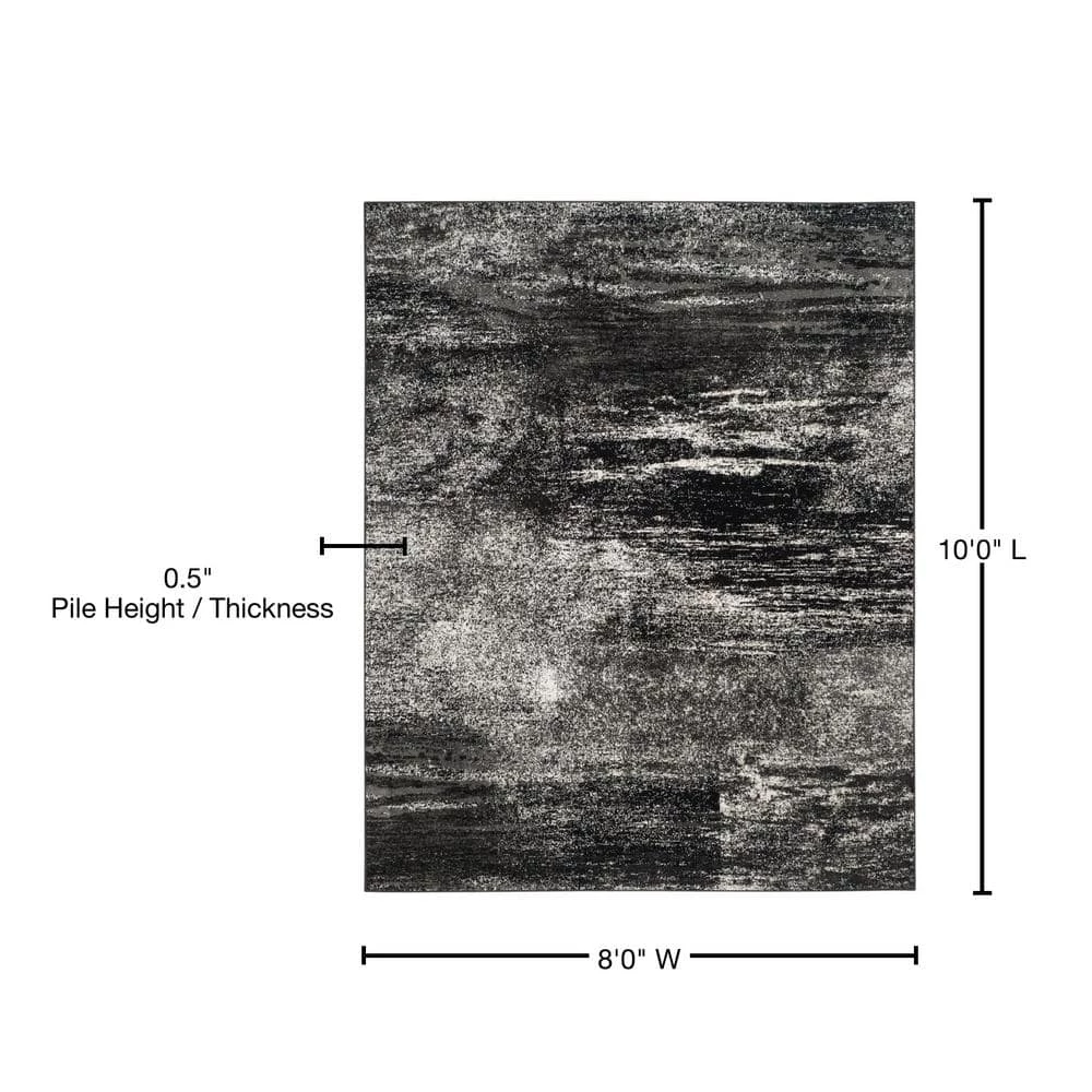 Adirondack Silver/Black 8 ft. x 10 ft. Solid Distressed Area Rug by SAFAVIEH 9 Adirondack Silver/Black 8 ft. x 10 ft. Solid Distressed Area Rug by SAFAVIEH - Image 9