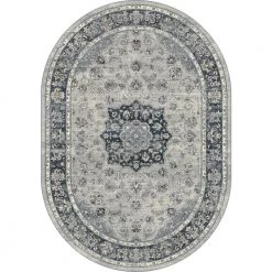Ancient Garden Silver/Blue 3 ft. x 5 ft. Oval Area Rug by Dynamic Rugs