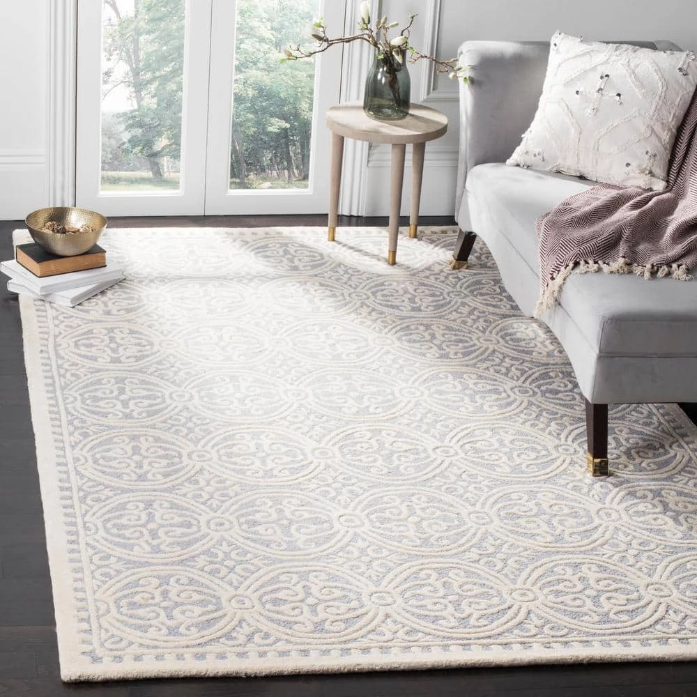 Cambridge Silver/Ivory 9 ft. x 12 ft. Geometric Medallion Area Rug by SAFAVIEH 2 Cambridge Silver/Ivory 9 ft. x 12 ft. Geometric Medallion Area Rug by SAFAVIEH - Image 2