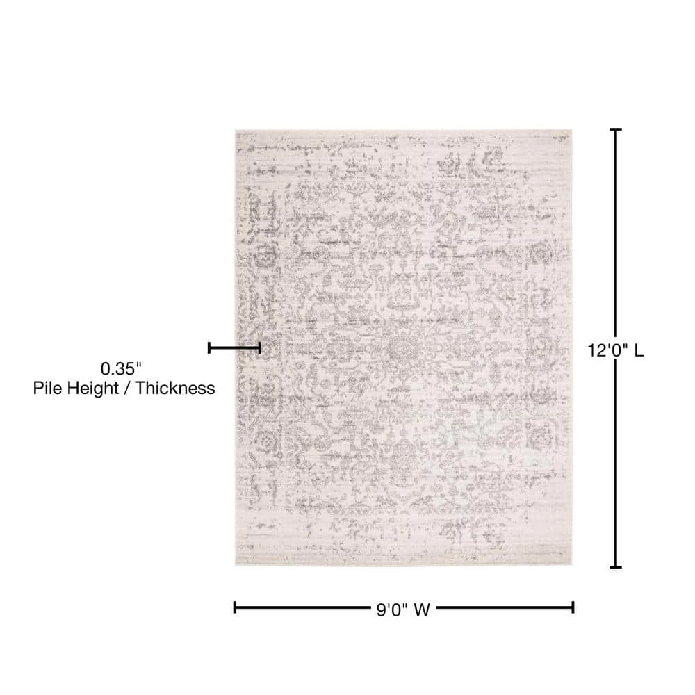 Madison Silver/Ivory 9 ft. x 12 ft. Geometric Area Rug by SAFAVIEH 8 Madison Silver/Ivory 9 ft. x 12 ft. Geometric Area Rug by SAFAVIEH - Image 8