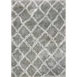 Nordic Silver/White 7 ft. 5 in. x 10 ft. 6 in. Trellis Area Rug by Dynamic Rugs