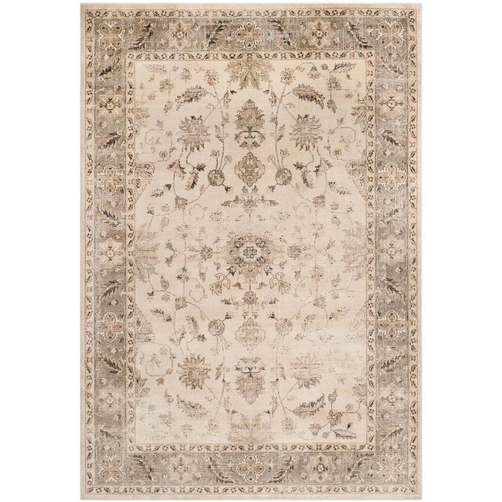 Vintage Stone/Mouse 10 ft. x 14 ft. Border Area Rug by SAFAVIEH 1 Vintage Stone/Mouse 10 ft. x 14 ft. Border Area Rug by SAFAVIEH