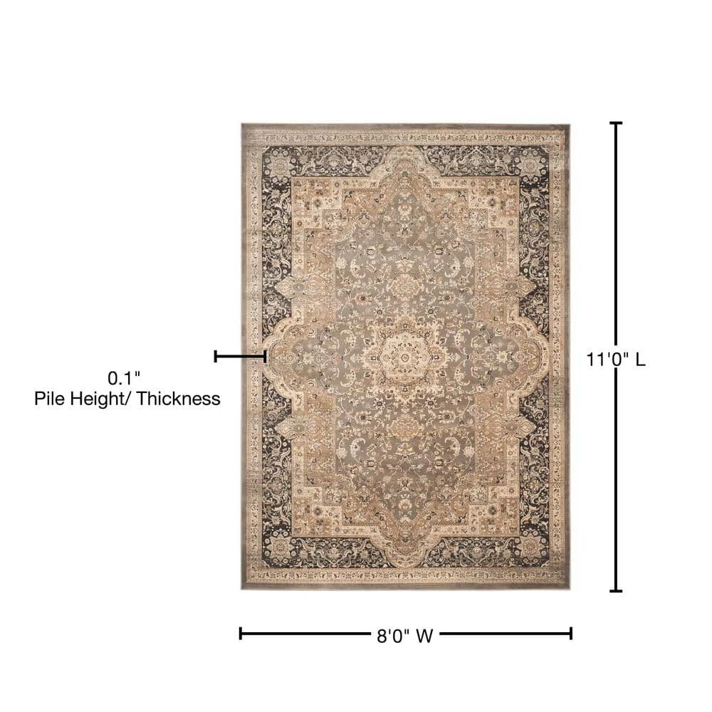 Vintage Taupe/Black 8 ft. x 11 ft. Antique Medallion Area Rug by SAFAVIEH 6 Vintage Taupe/Black 8 ft. x 11 ft. Antique Medallion Area Rug by SAFAVIEH - Image 6