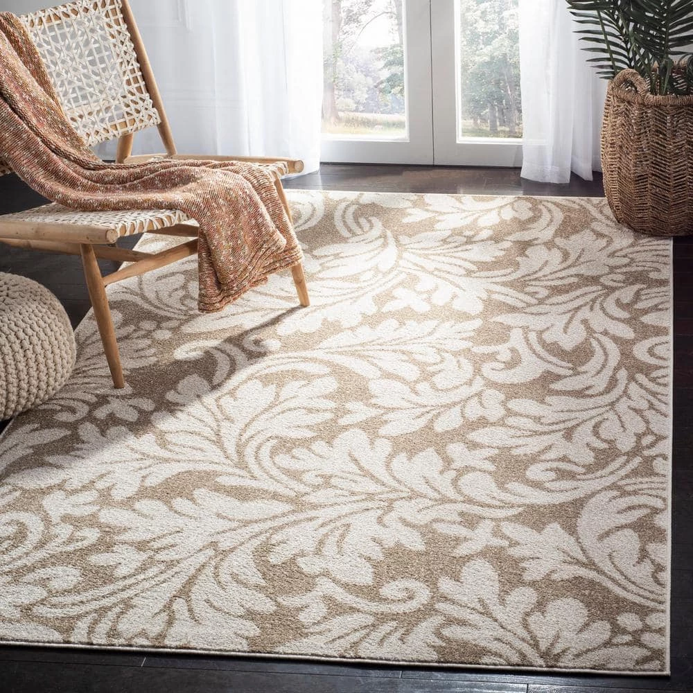 Amherst Wheat/Beige 9 ft. x 12 ft. Floral Geometric Area Rug by SAFAVIEH 2 Amherst Wheat/Beige 9 ft. x 12 ft. Floral Geometric Area Rug by SAFAVIEH - Image 2